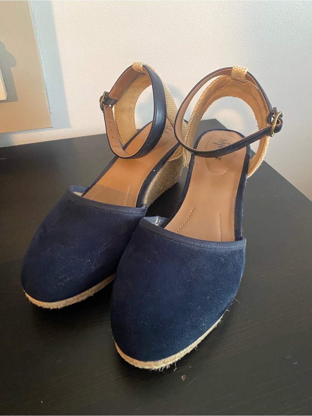 Style & Co. Navy Espadrille Wedge Sandals with Ankle Strap